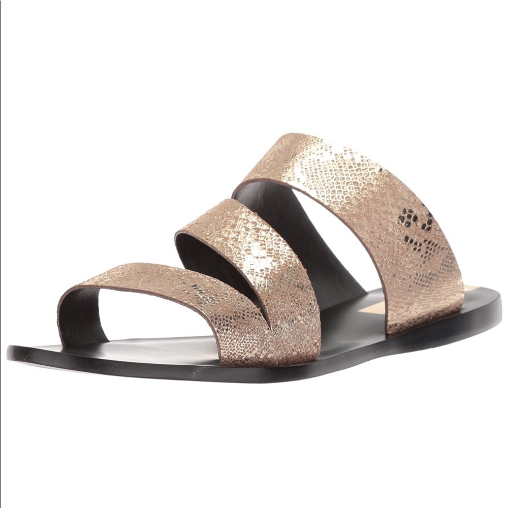 KAANAS BRONZE SNAKESKIN SANDALS SZ 8M